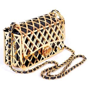 2 in 1 Metallic Metal Cage Handbag